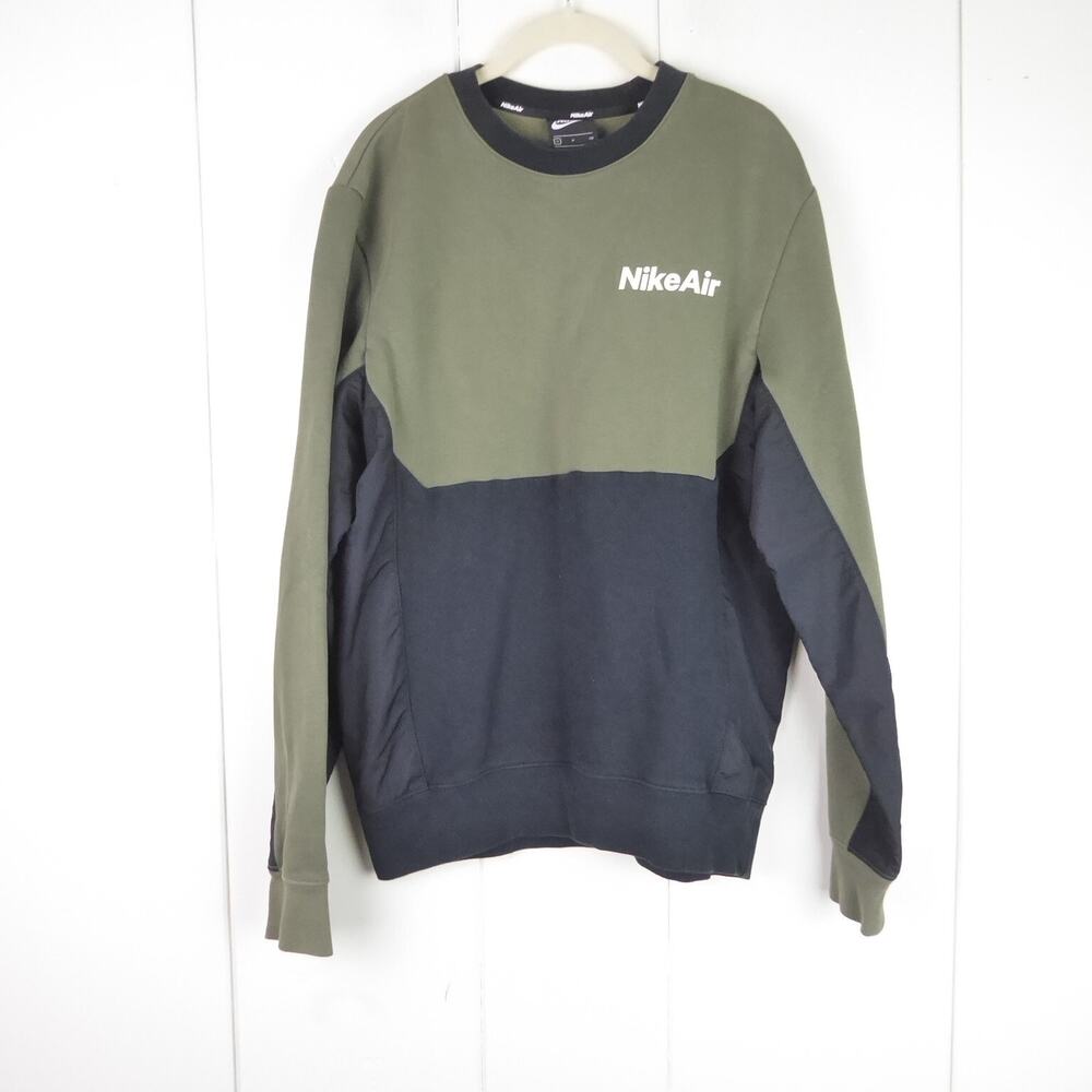 Nike Sweatshirt Men SZ S Nike Air Fleece Crew Mixed Media Athleisure Color Block